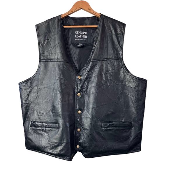 GENUINE LEATHER NAVARRE Other - Genuine Leather Navarre Leather Company Men's Black MotoY2K Rocker Vest SZ 2X